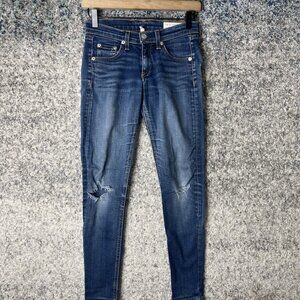 Rag & Bone Jeans Womens 24 Skinny Woodford Blue Denim Mid Rise Dark Wash Stretch